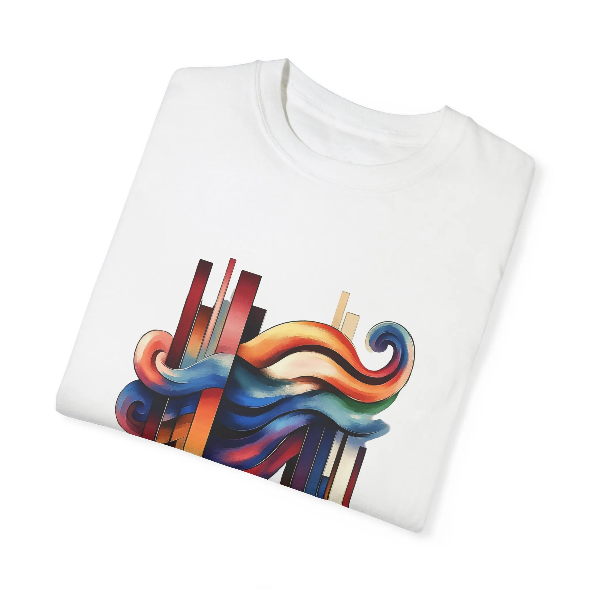 Colorful Abstract Art Unisex Garment-Dyed T-Shirt | Trendy Graphic Tee for Art Lovers - Image 6