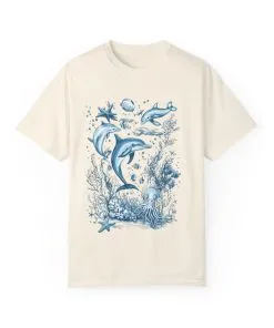 Nautical adventure t-shirt featuring dolphins and sea animals