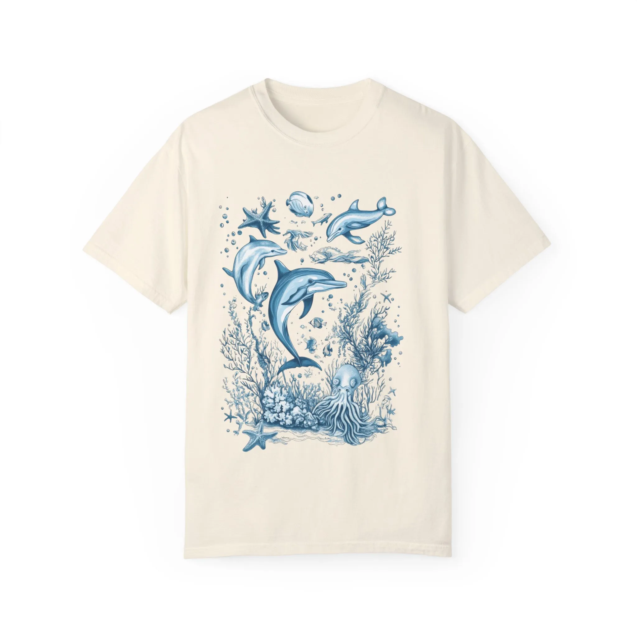 Nautical adventure t-shirt featuring dolphins and sea animals