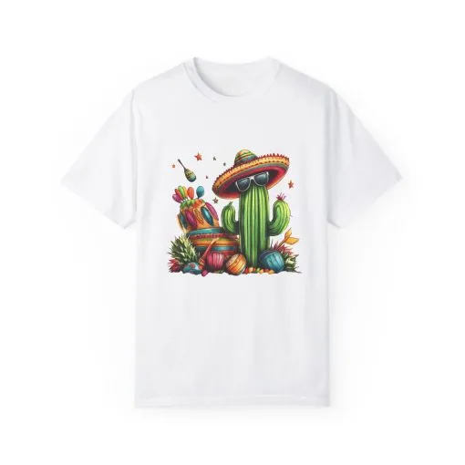 Vibrant Cactus Fiesta T-Shirt - Unisex Garment-Dyed Tee for Summer Celebrations - Image 5