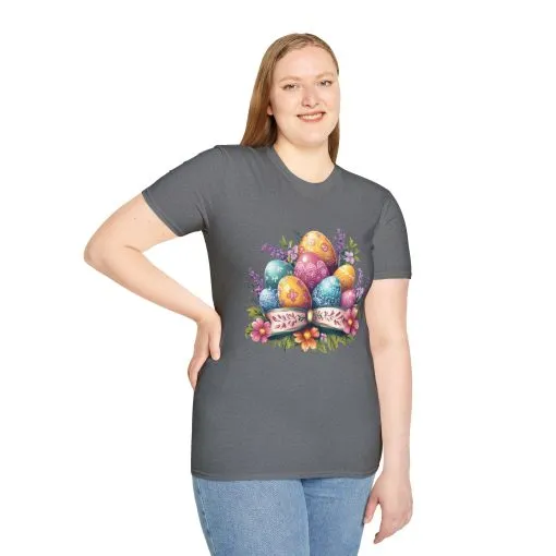 Easter Floral Eggs Unisex Softstyle T-Shirt - Image 19