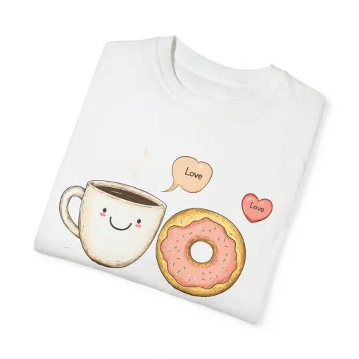 Coffee and Donuts Love Unisex T-Shirt | Cute Foodie Gift | Perfect for Valentine's Day & Everyday Wear - Image 6