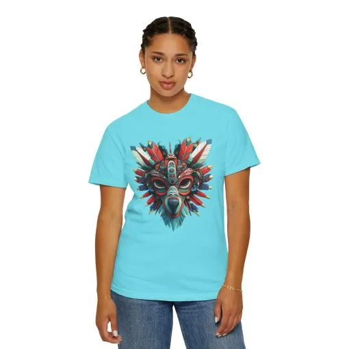 Vibrant Tribal Mask Unisex Garment-Dyed T-Shirt | Unique Festival Fashion - Image 25