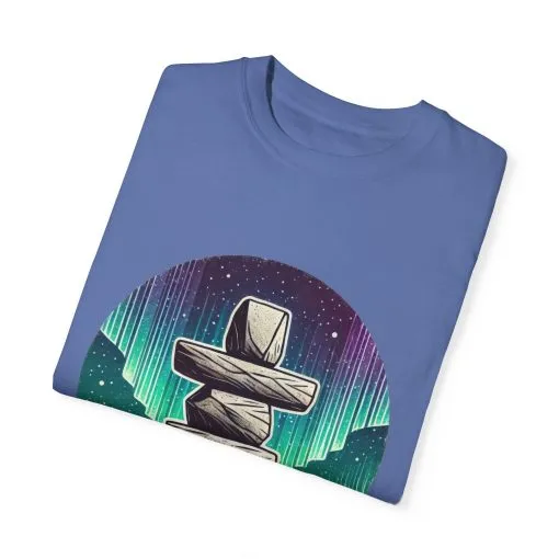 Northern Lights Stone Cairn Unisex Garment-Dyed T-Shirt - Image 26