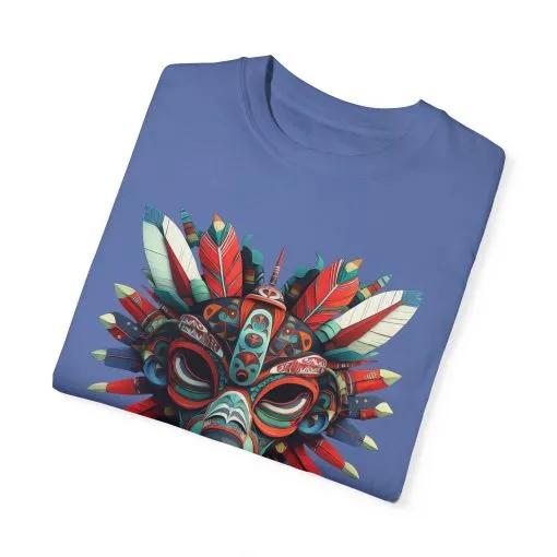 Vibrant Tribal Mask Unisex Garment-Dyed T-Shirt | Unique Festival Fashion - Image 27
