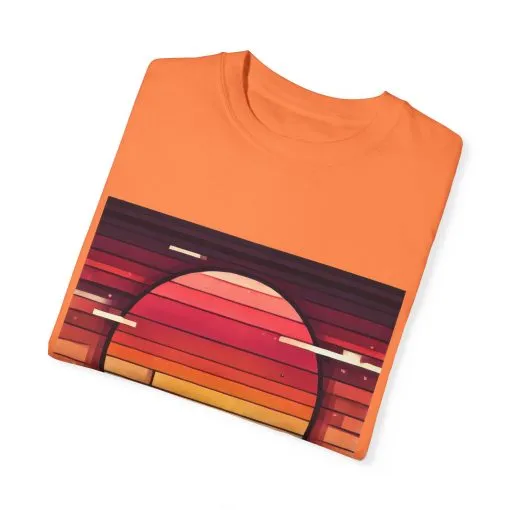 Retro Sunset Piano Unisex Garment-Dyed T-Shirt - Image 10