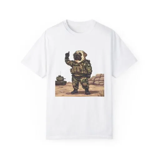 Military Pug Unisex Garment-Dyed T-Shirt - Funny Dog Graphic Tee for Pet Lovers - Image 6