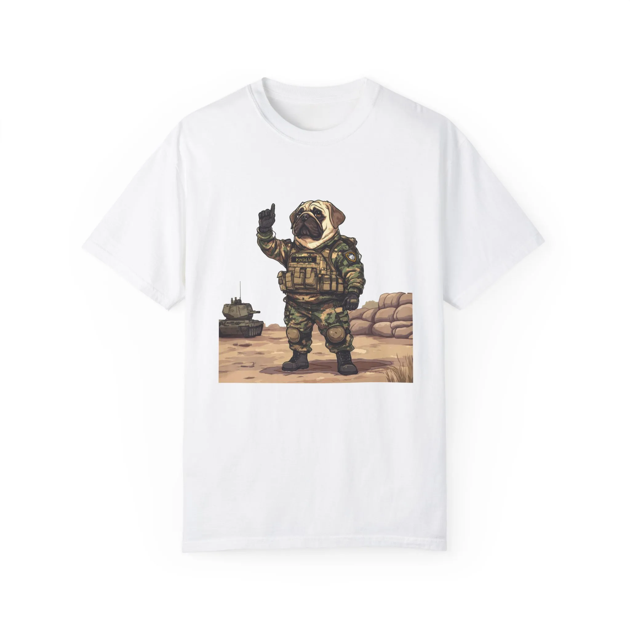 Military Pug Unisex Garment-Dyed T-Shirt - Funny Dog Graphic Tee for Pet Lovers - Image 6