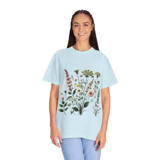 Botanical Print Unisex Garment-Dyed T-Shirt | Eco-Friendly Floral Tee for Nature Lovers - Image 19