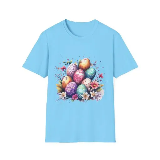 Easter Egg Floral Unisex Softstyle T-Shirt - Vibrant Spring Design - Image 26