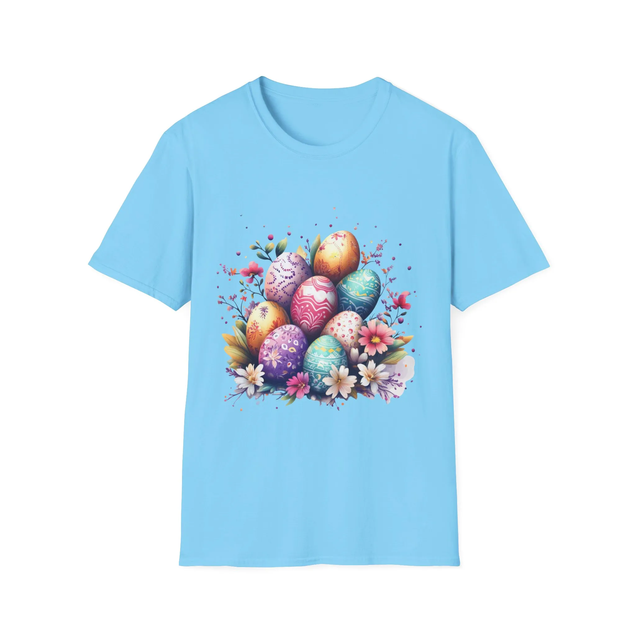 Easter Egg Floral Unisex Softstyle T-Shirt - Vibrant Spring Design - Image 26