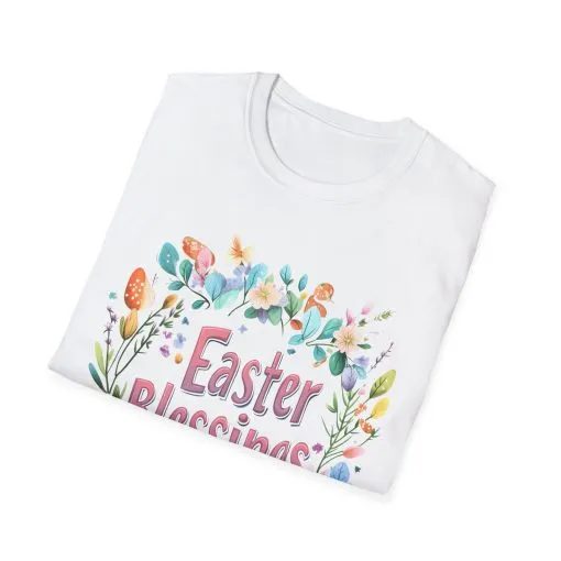 Easter Blessings Unisex Softstyle T-Shirt – Spring Floral Design - Image 3