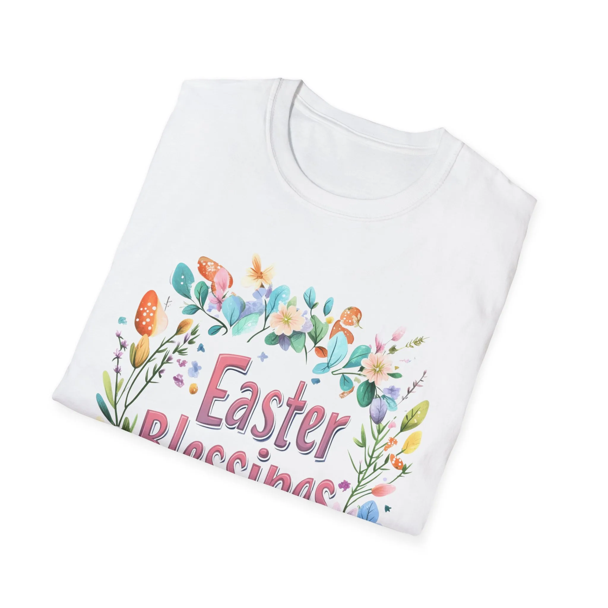 Easter Blessings Unisex Softstyle T-Shirt – Spring Floral Design - Image 3