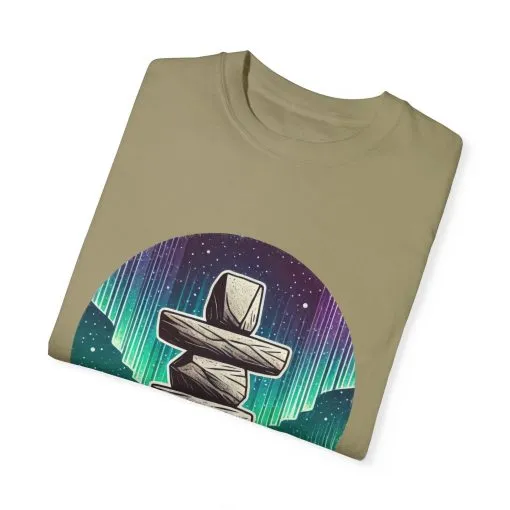 Northern Lights Stone Cairn Unisex Garment-Dyed T-Shirt - Image 14