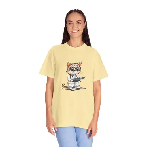 Funny Cat Doctor Unisex Garment-Dyed T-Shirt - Image 22