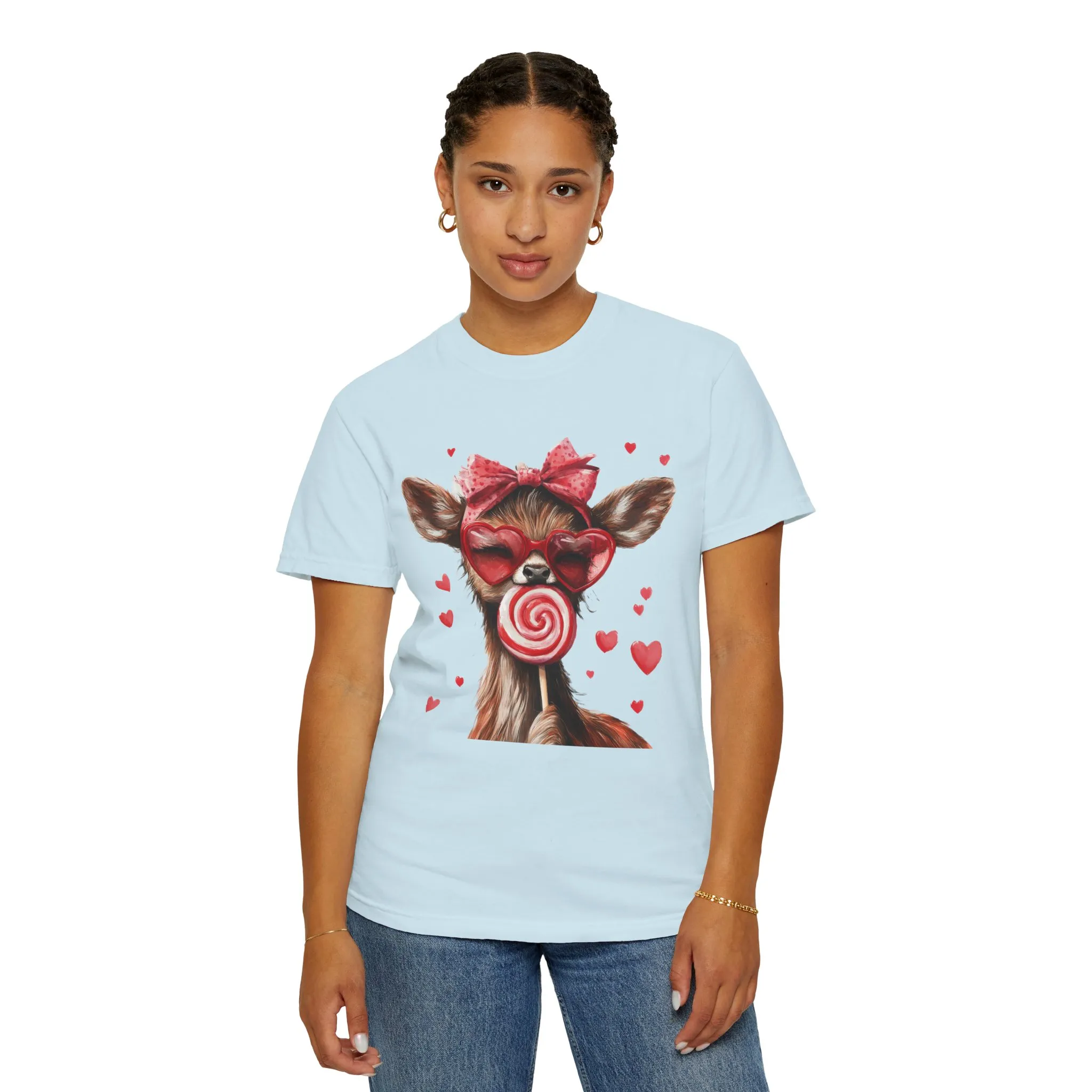 Cute Valentine’s Day Deer T-Shirt - Garment-Dyed Unisex Tee with Heart Design - Image 23