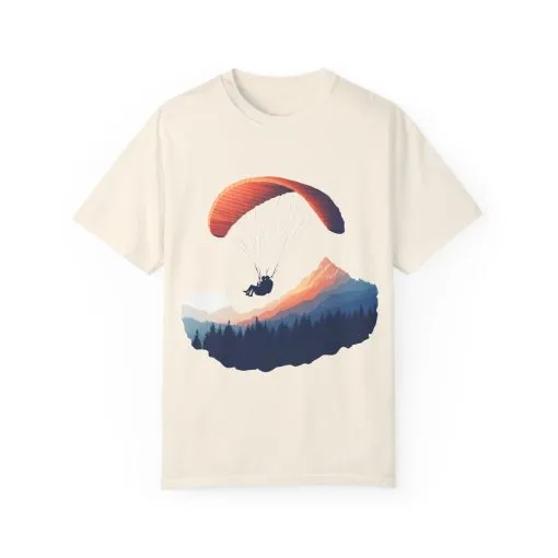 Adventure Awaits Unisex Garment-Dyed T-shirt - Paragliding and Mountain Design - Image 13