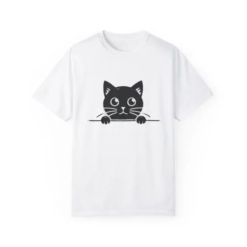 Cute Cat Design Unisex Garment-Dyed T-Shirt - Perfect for Animal Lovers