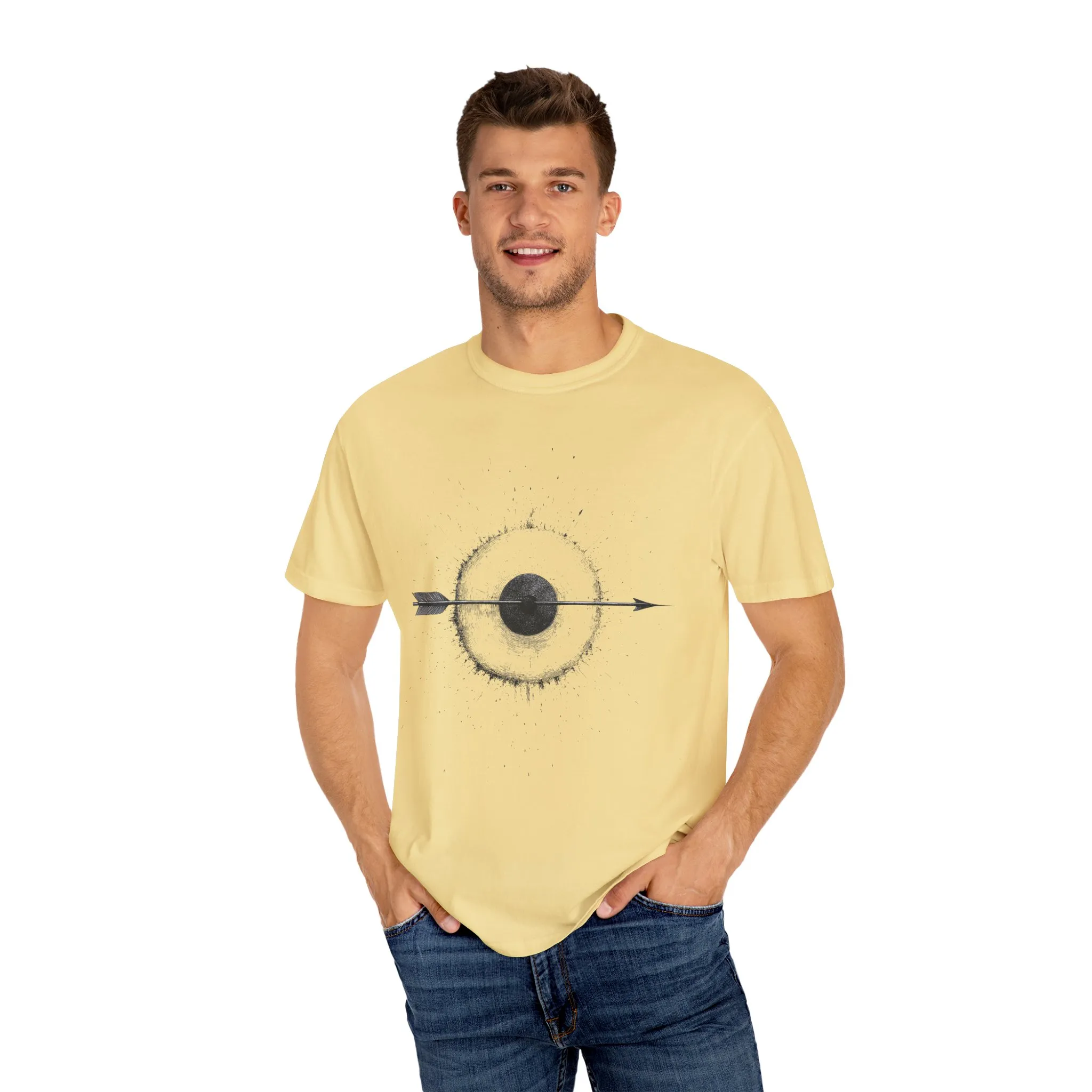Unisex Garment-Dyed T-shirt with Unique Arrow and Target Design - Perfect for Casual Wear and Gifts - Image 32
