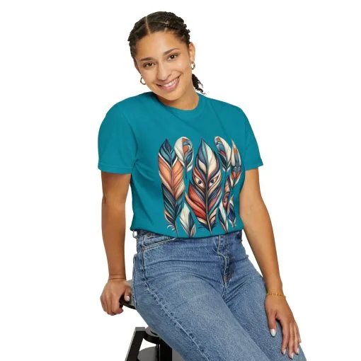 Bohemian Feathers Unisex T-Shirt - Artistic Nature Design - Image 34