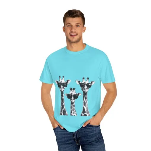 Cool Giraffe Sunglasses Unisex Garment-Dyed T-shirt - Image 19