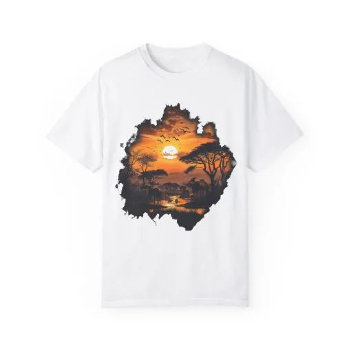 Sunset Safari Unisex Garment-Dyed T-shirt - Nature Inspired Graphic Tee - Image 5