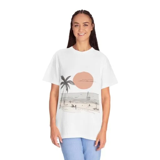 Sunset Beach Vibe Unisex Garment-Dyed T-Shirt - Image 7