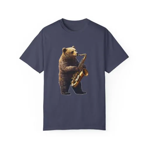 Jazz Bear Unisex Garment-Dyed T-Shirt - Image 29