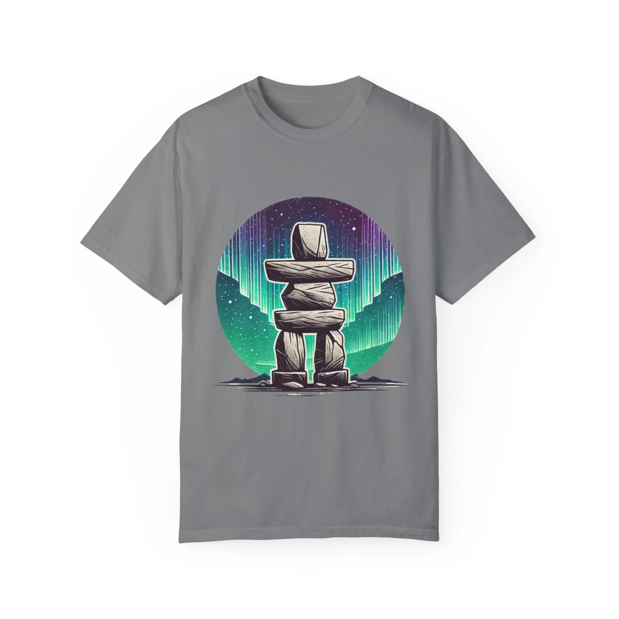Northern Lights Stone Cairn Unisex Garment-Dyed T-Shirt - Image 17