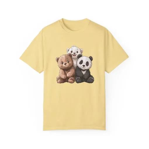 Adorable Bear and Panda Friends Unisex Garment-Dyed T-Shirt - Image 29