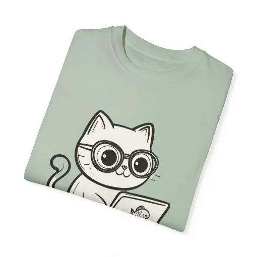 Cute Cat Gamer Unisex Garment-Dyed T-Shirt - Image 14