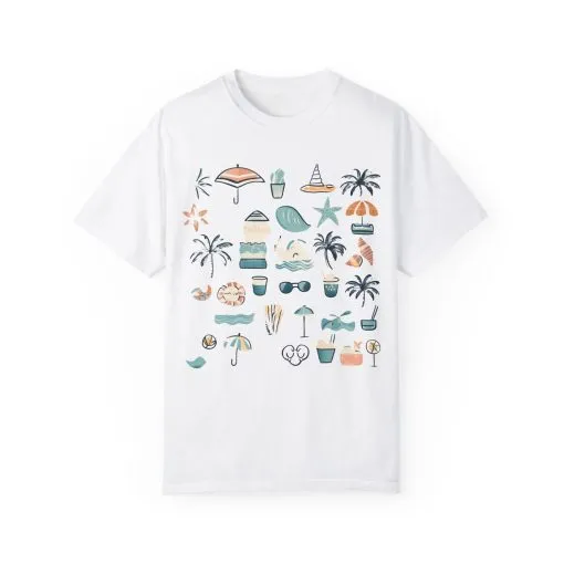Beach Vibes Unisex Garment-Dyed T-Shirt | Summer Fun Graphic Tee - Image 5