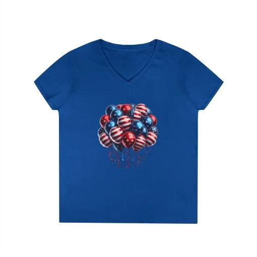 Patriotic Balloon V-Neck T-Shirt for Independence Day - Image 11
