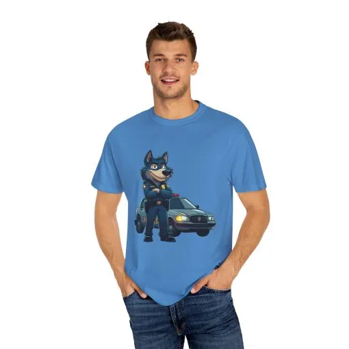 Cute Cartoon Police Dog T-Shirt - Unisex Garment-Dyed Tee - Image 31