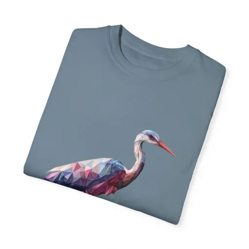 Geo Crane Unisex Garment-Dyed T-Shirt – Stylish Bird Graphic Tee for Nature Lovers - Image 37