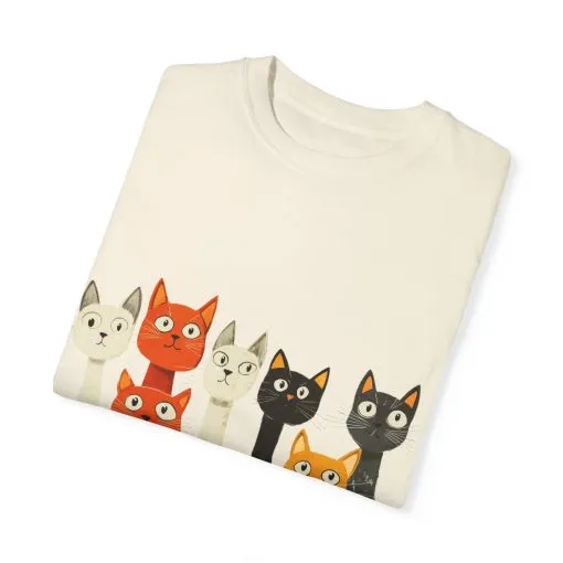 Vintage Cat Illustration Unisex Garment-Dyed T-Shirt - Perfect for Cat Lovers - Image 10