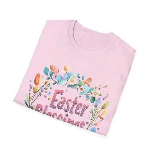 Easter Blessings Unisex Softstyle T-Shirt – Spring Floral Design - Image 43