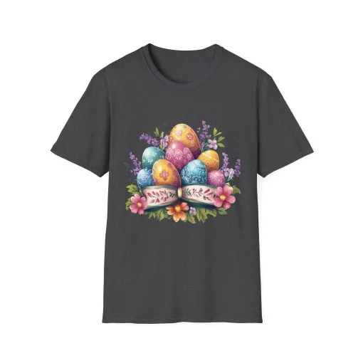 Easter Floral Eggs Unisex Softstyle T-Shirt - Image 21