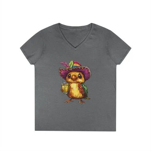 Fun Party Owl V-Neck T-Shirt for Ladies - Image 7