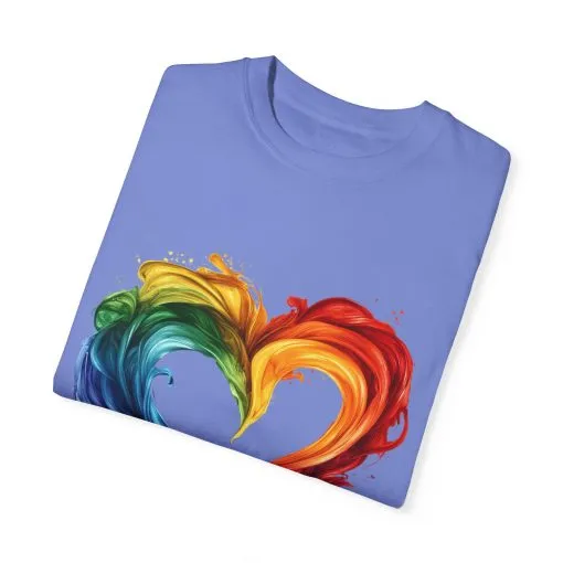 Pride Heart Unisex Garment-Dyed T-shirt - Colorful Rainbow Design for LGBTQ+ Celebration - Image 26