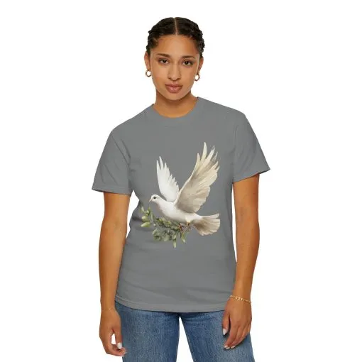 Serene Dove Unisex Garment-Dyed T-Shirt - Peaceful Nature Design - Image 19