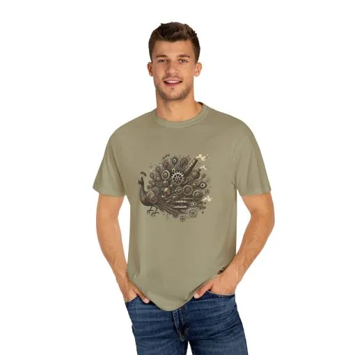 Steampunk Peacock Unisex Garment-Dyed T-Shirt - Image 19