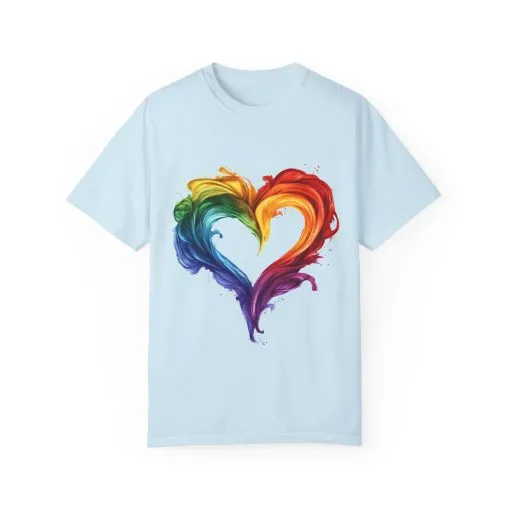 Pride Heart Unisex Garment-Dyed T-shirt - Colorful Rainbow Design for LGBTQ+ Celebration - Image 21