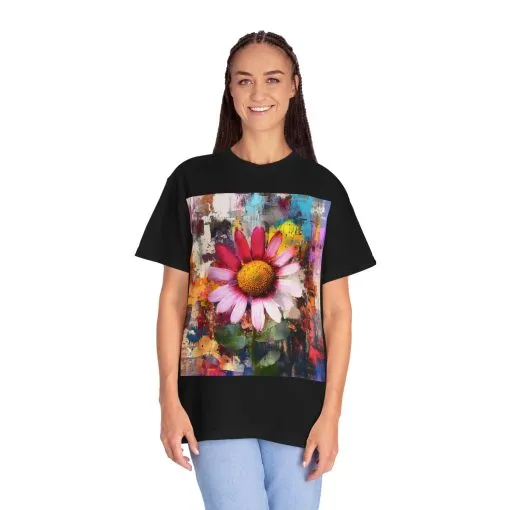 Colorful Floral Art Unisex Garment-Dyed T-Shirt - Image 19