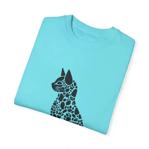 Unisex Cat Lover T-Shirt | Vintage Garment-Dyed Tee with Paw Print Cat Silhouette - Image 14