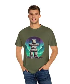 Northern Lights Stone Cairn Unisex Garment-Dyed T-Shirt