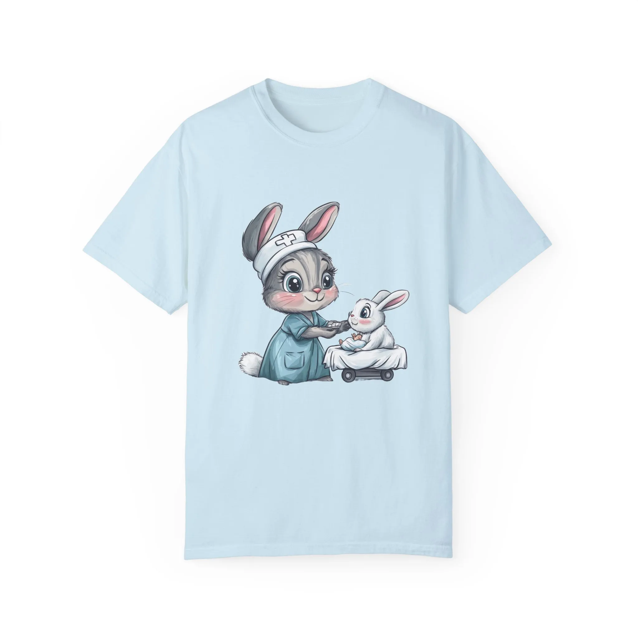 Cute Nurse Bunny Unisex Garment-Dyed T-Shirt - Image 31