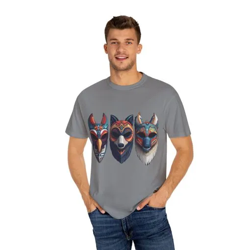 Tribal Mask Unisex Garment-Dyed T-Shirt | Artistic & Colorful Graphic Tee - Image 11