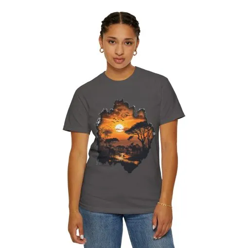 Sunset Safari Unisex Garment-Dyed T-shirt - Nature Inspired Graphic Tee - Image 16