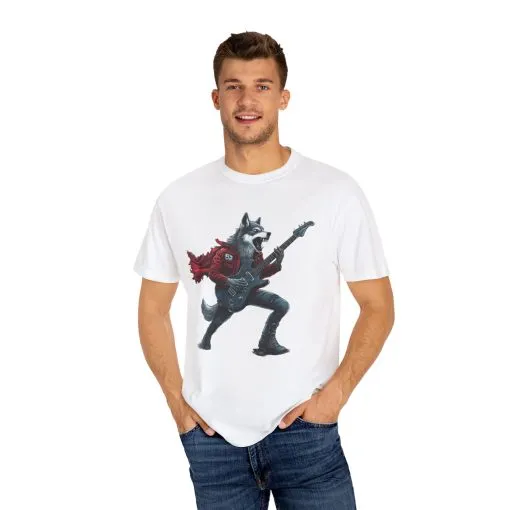Rockin' Wolf Unisex Garment-Dyed T-Shirt - Perfect for Music Lovers - Image 3
